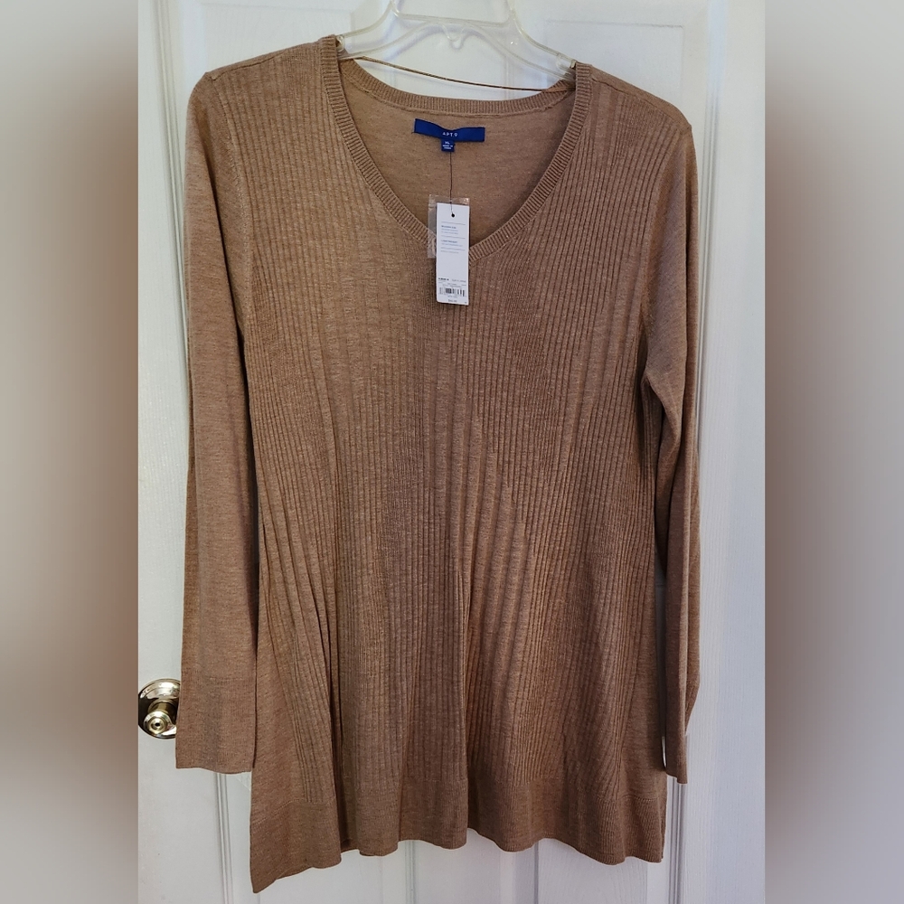 Misses Long Sleeve Camel Sweater Tunic Top NWT Size XL